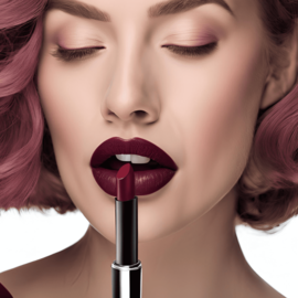 woman use lipstick burgundy